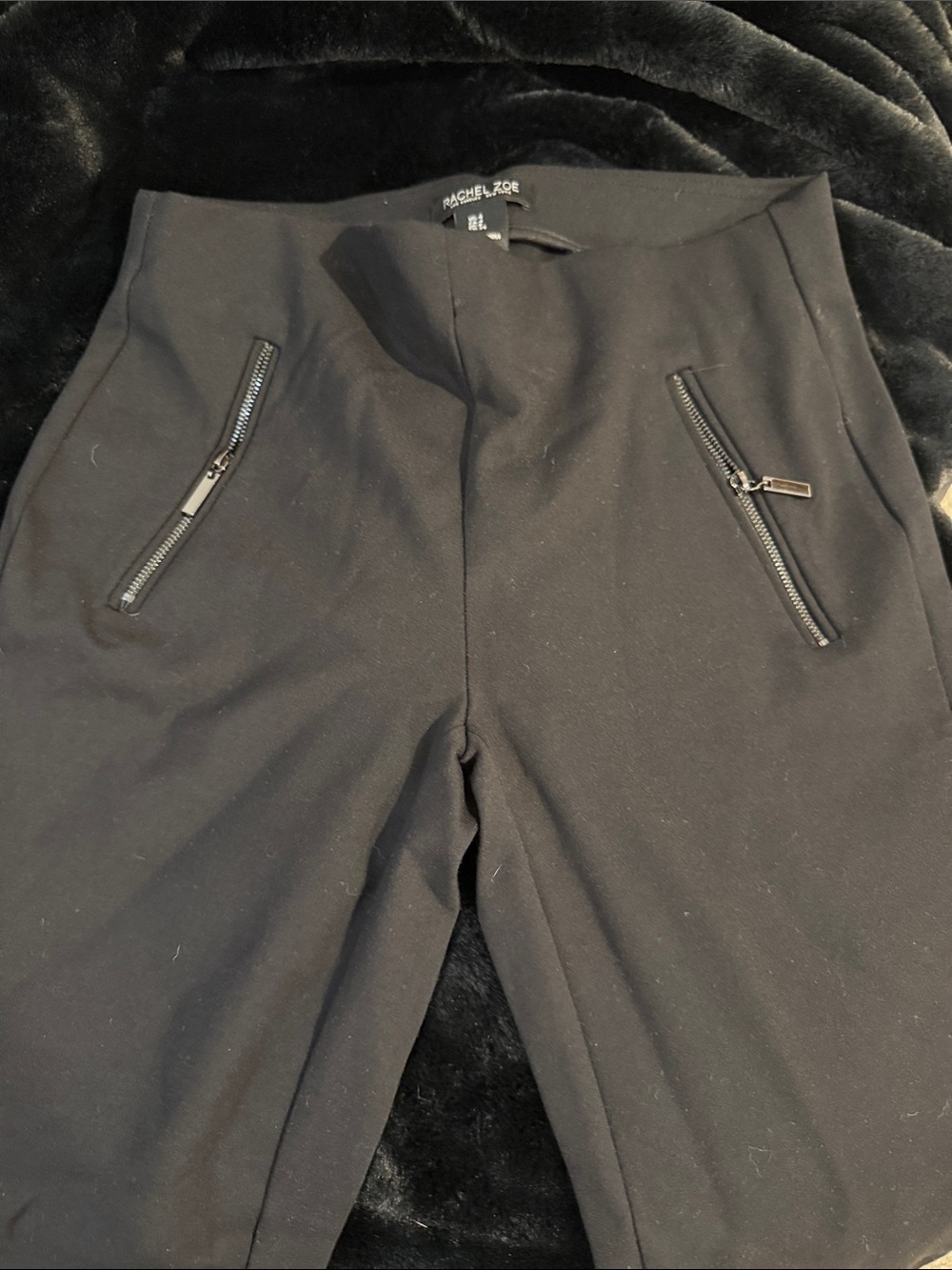 Rachel Zoe Black Women black pull on Stretch Pants with Zipper Pockets